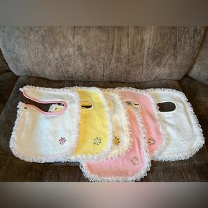 Vintage New Deadstock Dee Dee Givens Floral and Lace Baby Bibs Cotton